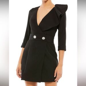 Mac Duggal Black Blazer Style Mini Dress